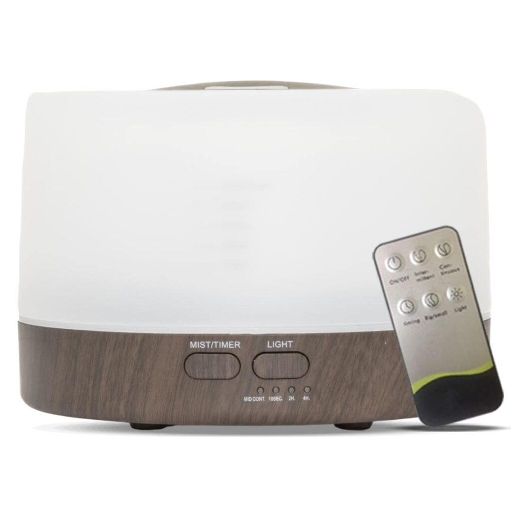 Happiness Pro Dark Wood aroma diffuser, stijlvolle houten luchtbevochtiger met LED-verlichting voor aromatherapie