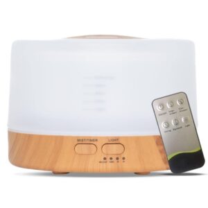 Happiness Pro Light Wood aroma diffuser, stijlvolle houten luchtbevochtiger met LED-verlichting voor aromatherapie