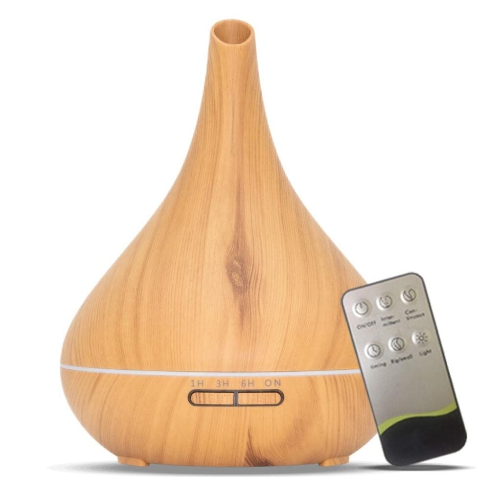 Lotus Pro Light Wood aroma diffuser, stijlvolle houten luchtbevochtiger met LED-verlichting voor aromatherapie