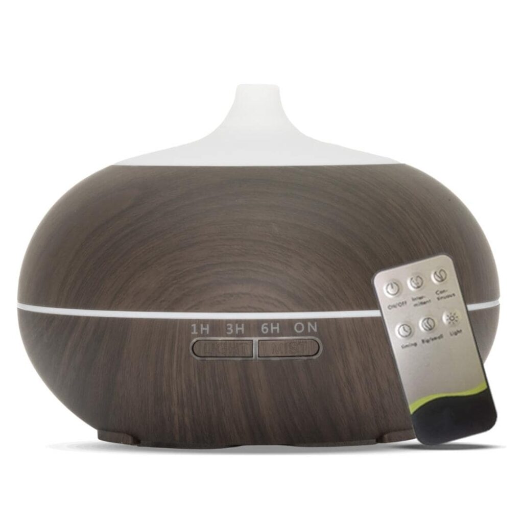 Sun shine Pro Dark Wood aroma diffuser, stijlvolle houten luchtbevochtiger met LED-verlichting voor aromatherapie