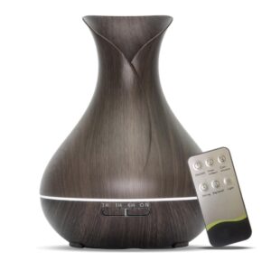 Vitality Pro Dark Wood aroma diffuser, stijlvolle houten luchtbevochtiger met LED-verlichting voor aromatherapie