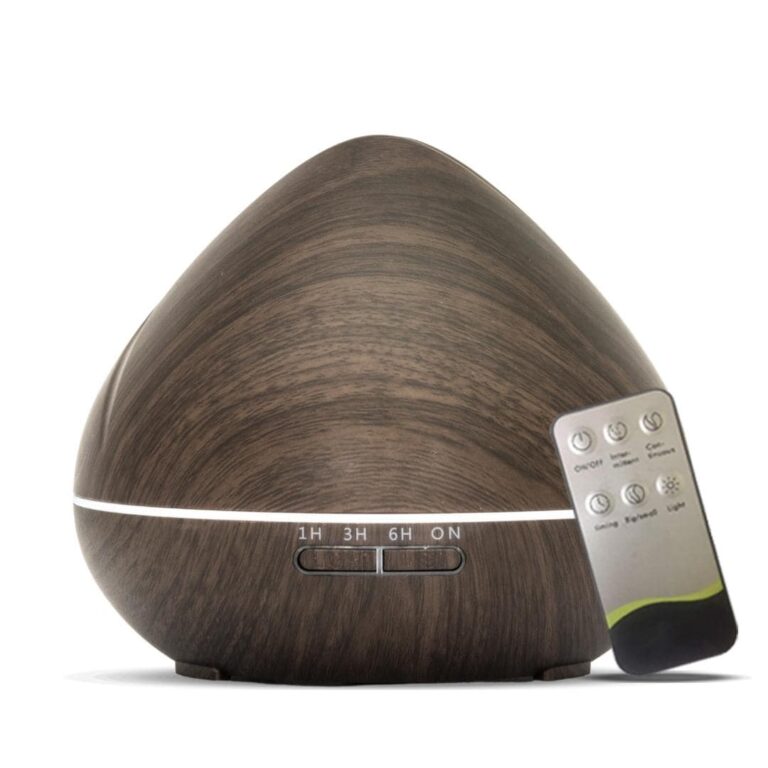 Zen Pro Dark Wood aroma diffuser, stijlvolle houten luchtbevochtiger met LED-verlichting voor aromatherapie