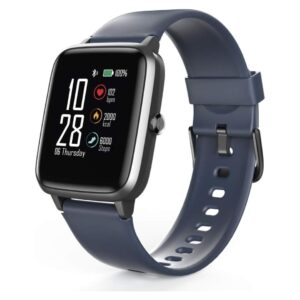 Hama Smartwatch Fit Watch 4900, blauw, waterdicht met stappenteller, hartslagmeter en calorieënteller.