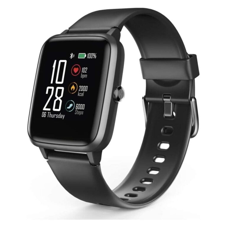 Hama Smartwatch Fit Watch 5910, zwart, waterdicht met GPS, hartslagmeter en calorieënteller.