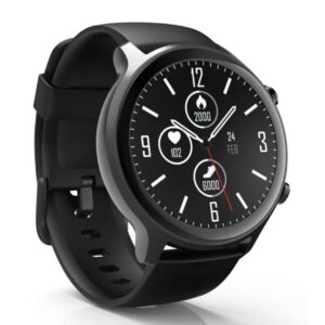 Hama Smartwatch Fit Watch 6910 met GPS, zwart, fitnesshorloge met hartslagmeter, stappenteller en zwart siliconen bandje.