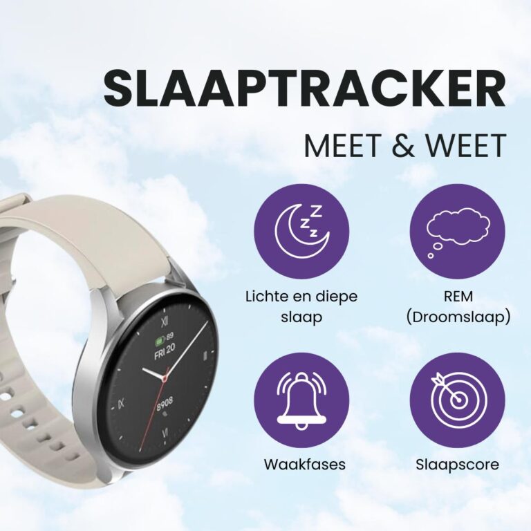 Slaaptracker Hama Smartwatch 8900 GPS AMOLED 1.32 Zilver_Beige